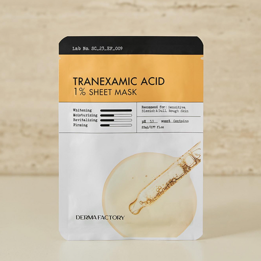 Derma Factory Tranexamic Acid 1% Sheet Mask Facial Mask Pack  5 sheets/set Melasma Pigmentation Uneven skin tone / from Seoul, Korea