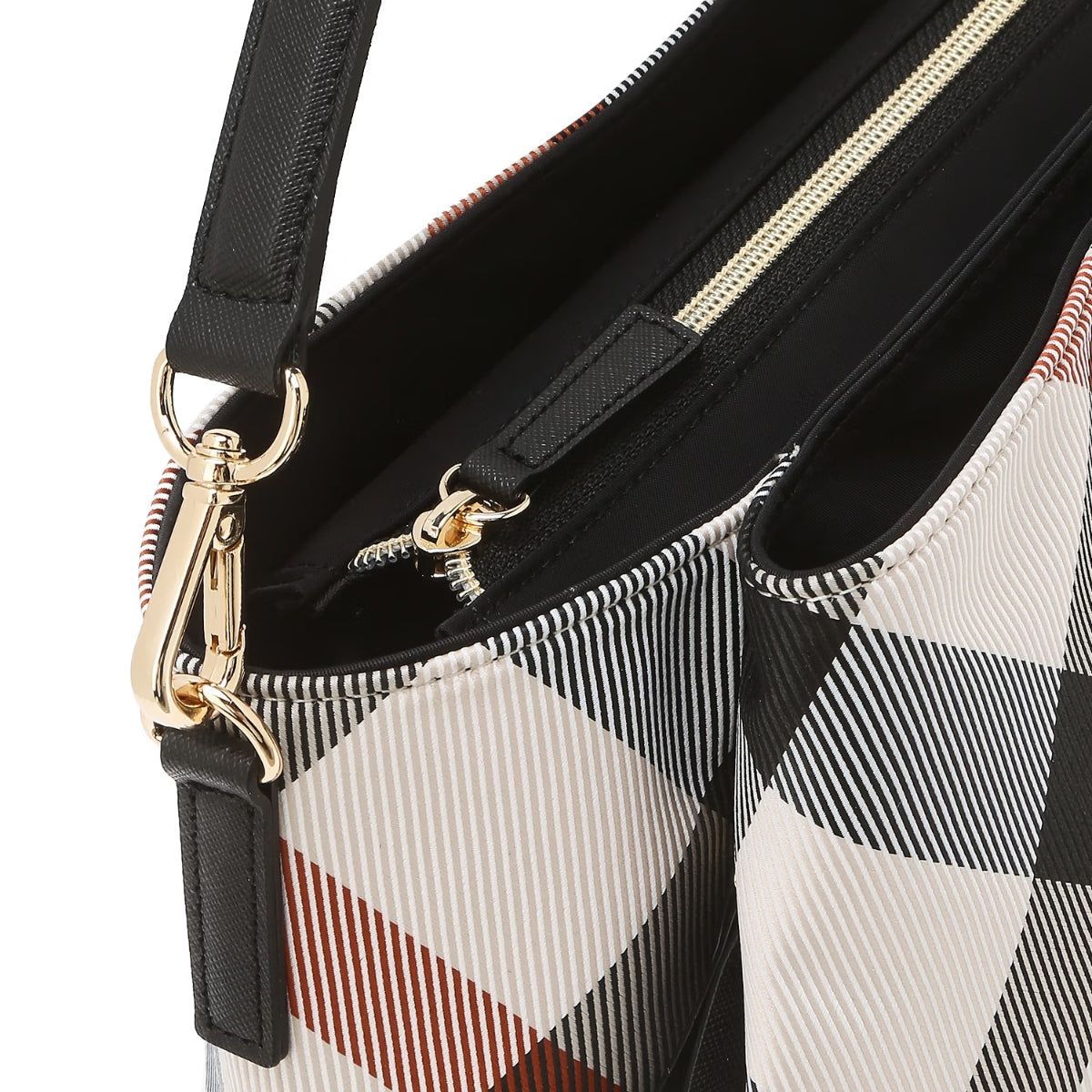 DAKS Beige Season Bag House Check 2 Pocket Tote Bag Cross Lightweight Shoulder Bag /from Seoul Korea