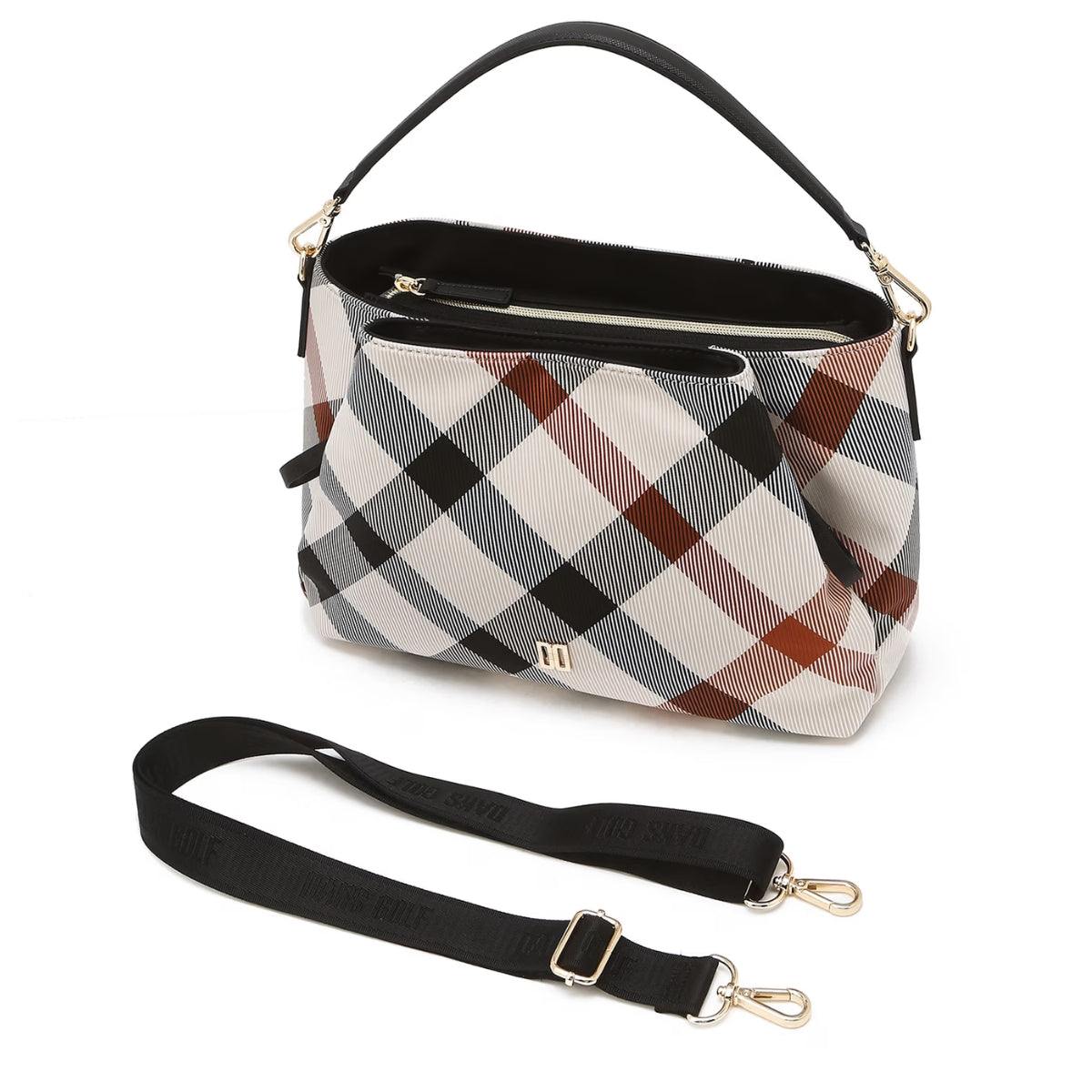 DAKS Beige Season Bag House Check 2 Pocket Tote Bag Cross Lightweight Shoulder Bag /from Seoul Korea
