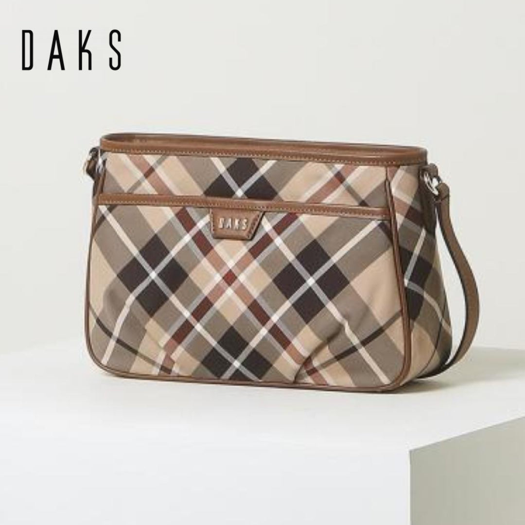 DAKS Brown Check Cross Bag Shoulder Bag Light Daily Bag from