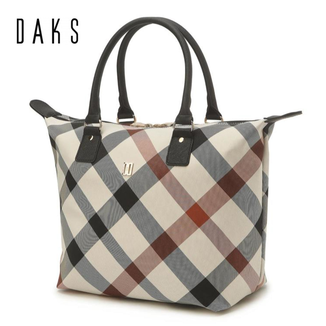 DAKS Beige Diagonal Big Check Lightweight Tote Bag Dark Beige Women's –  BODASADA