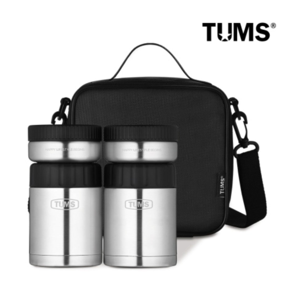 TUMS Insulated Lunch Box Set 4P Double Vacuum Structure Stainless