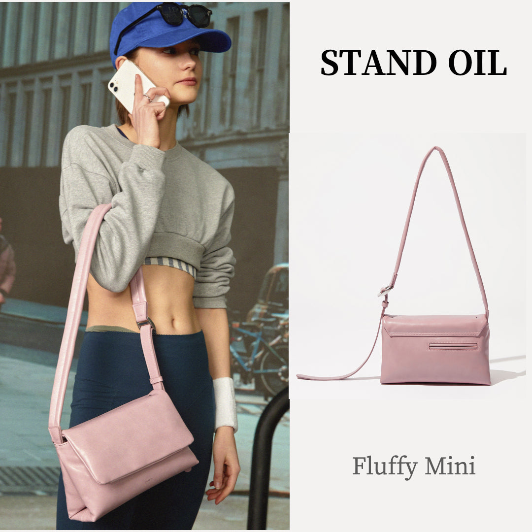 STAND OIL Fluffy Mini Cotton Pink Women Crossbody Shoulder Bag 