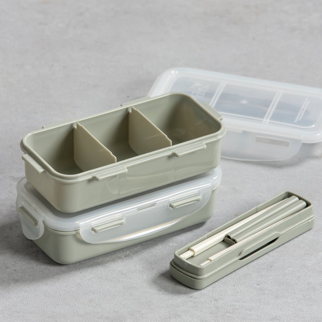 LocknLock 2-Layer Lunch Box Set with Chopsticks + Green Check Pattern Insulated Bag Food Storage Korean Kitchen Picnic Office / from Seoul, Korea