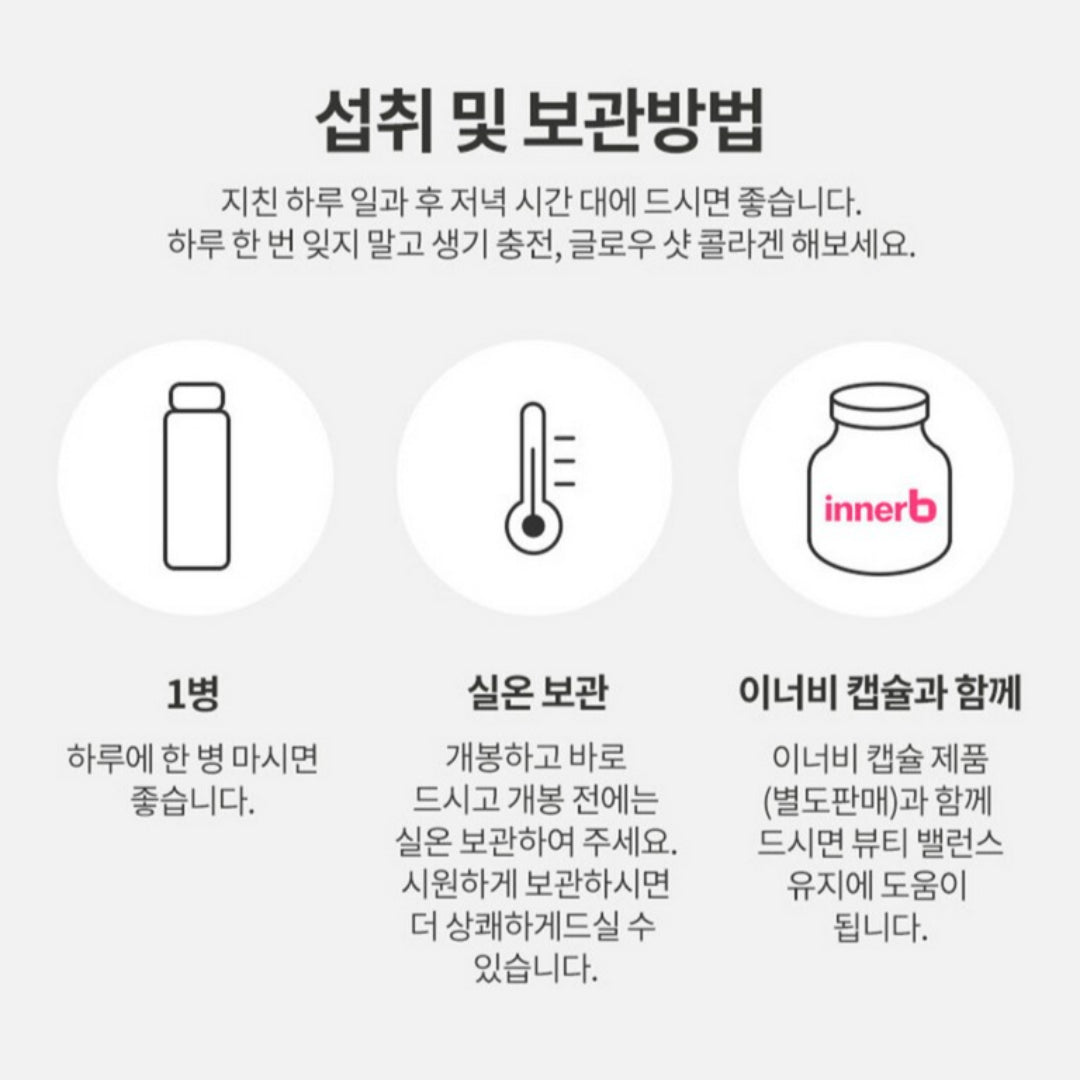 Inner B Glow Shot Collagen 3,000mg 12 bottles(50ml/bottle*12) Inner Beauty Elastin K-beauty