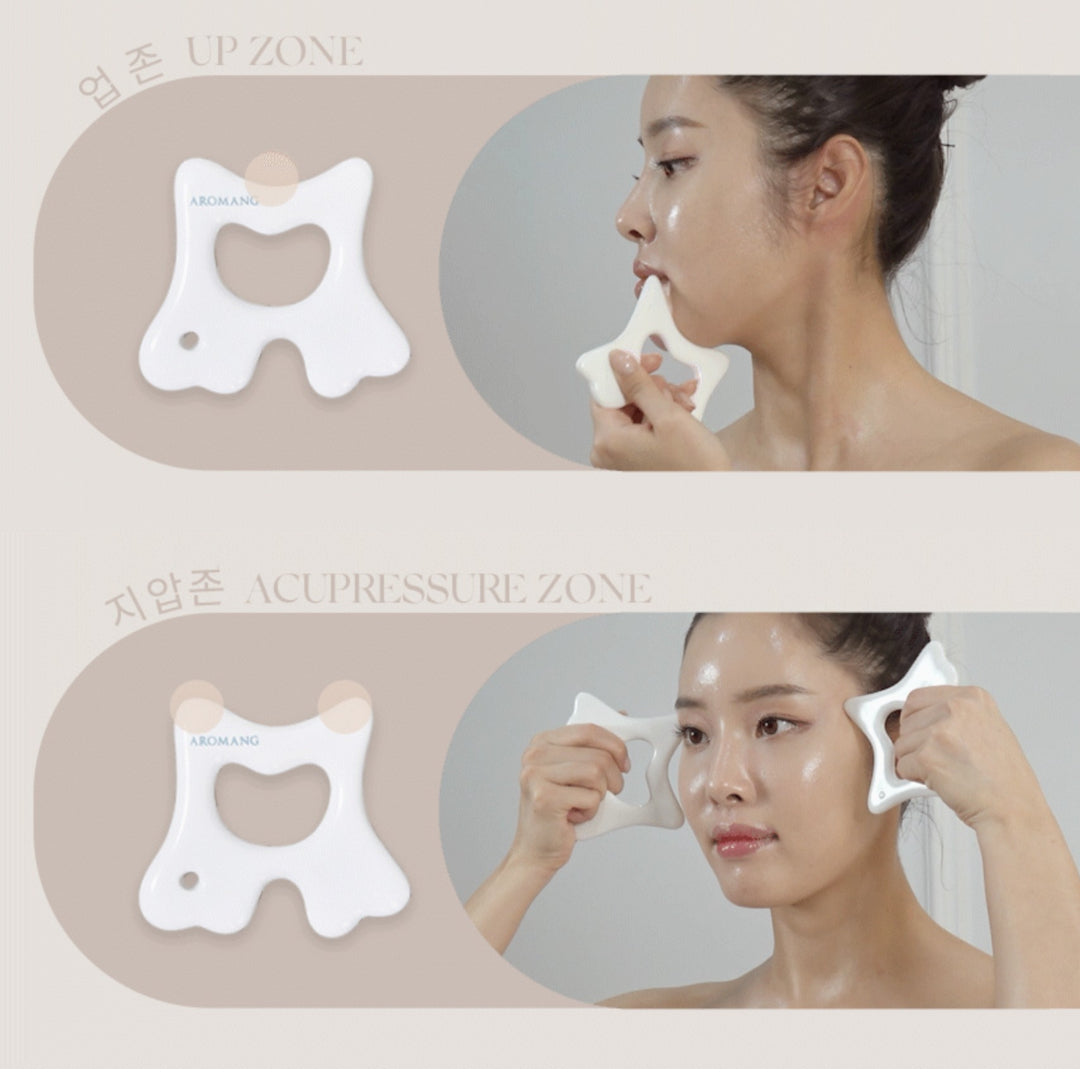 AROMANG Face Maker Facial Massager Porcelain Guasha Pouring Face Meridian Massage Ruler