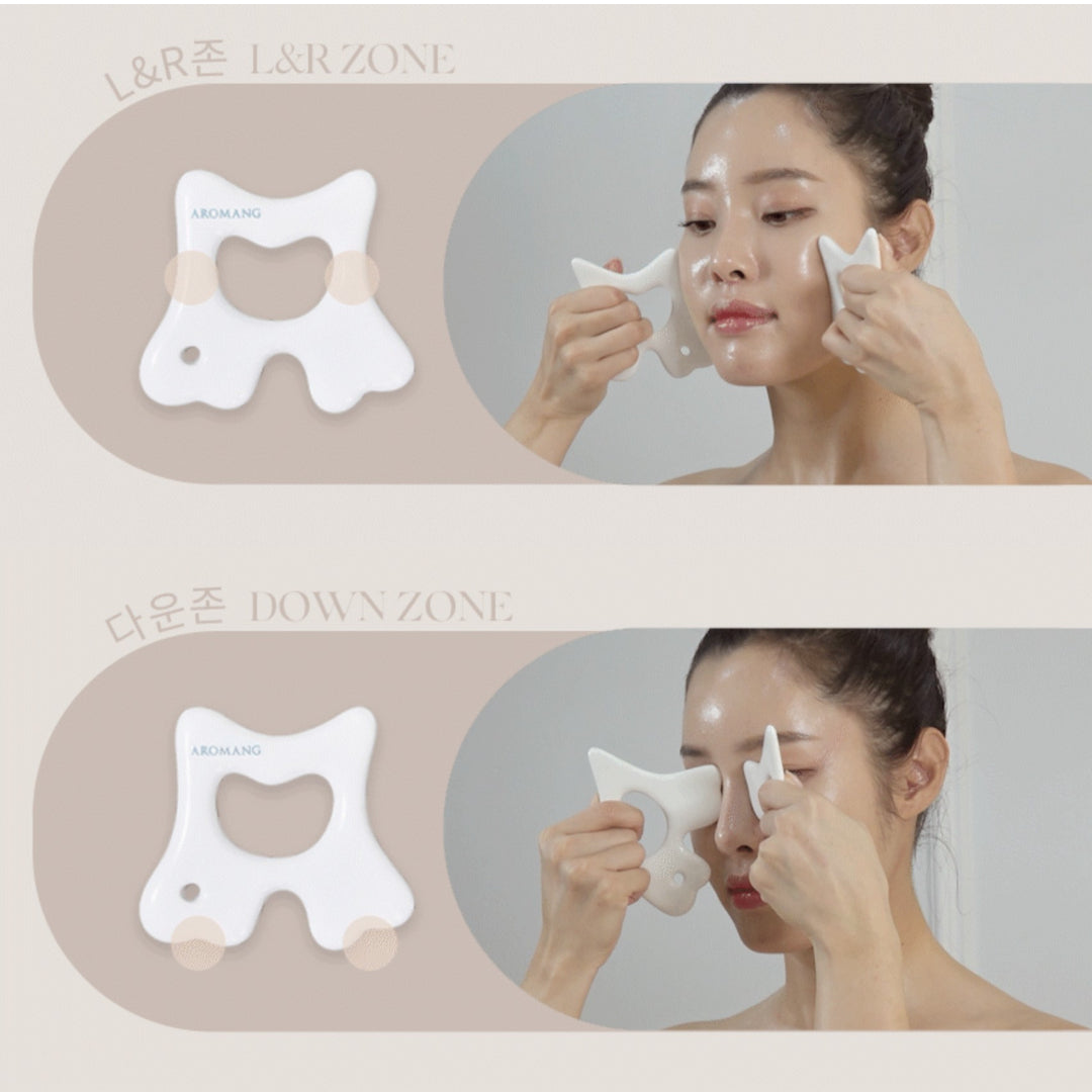 AROMANG Face Maker Facial Massager Porcelain Guasha Pouring Face Meridian Massage Ruler