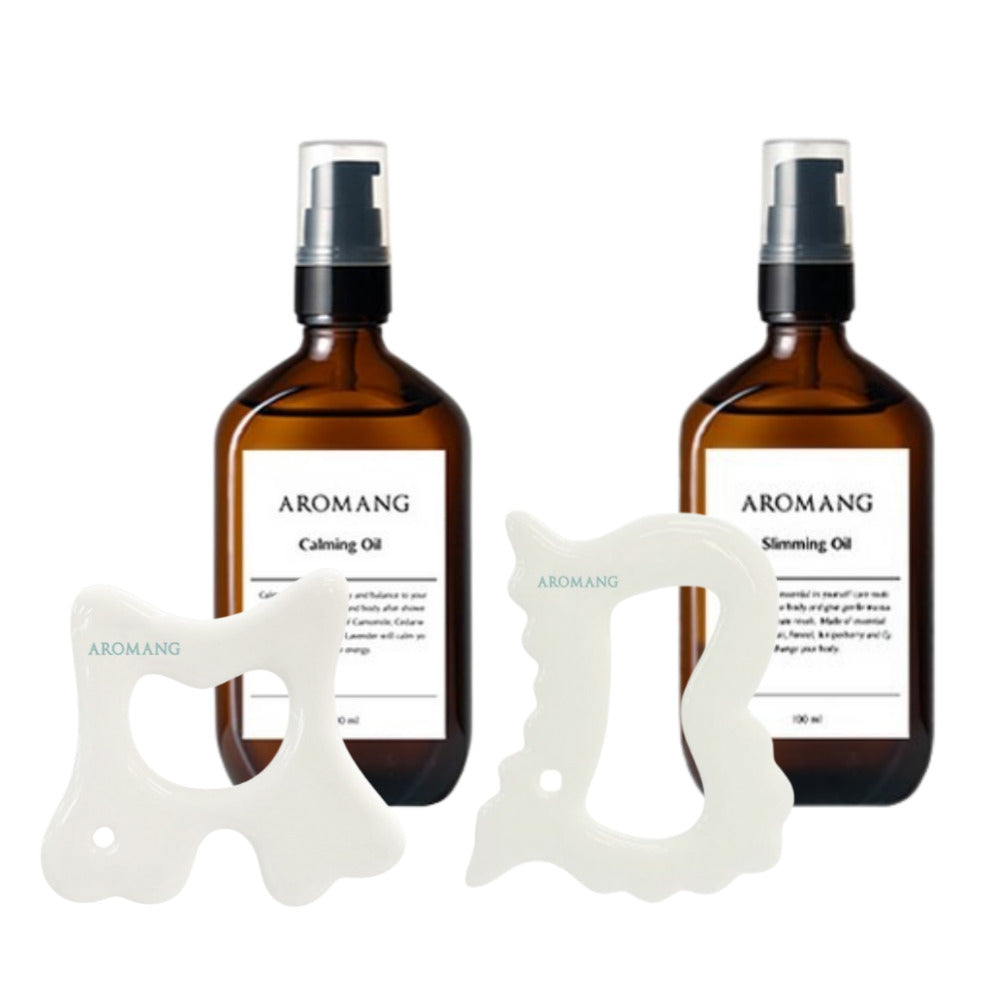 AROMANG Face Body Massager Porcelain Guasha Pouring Face Body Meridian Massage Calming Slimming Oil / from Seoul, Korea