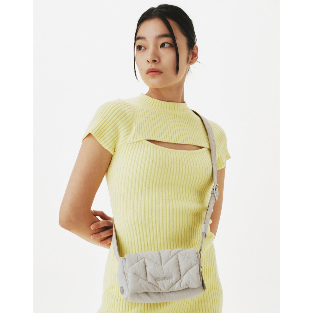 JILLSTUART Rosella Padding Gray Small Shoulder Crossbody Bag Lightweight nylon fabric material/ from Seoul, Korea