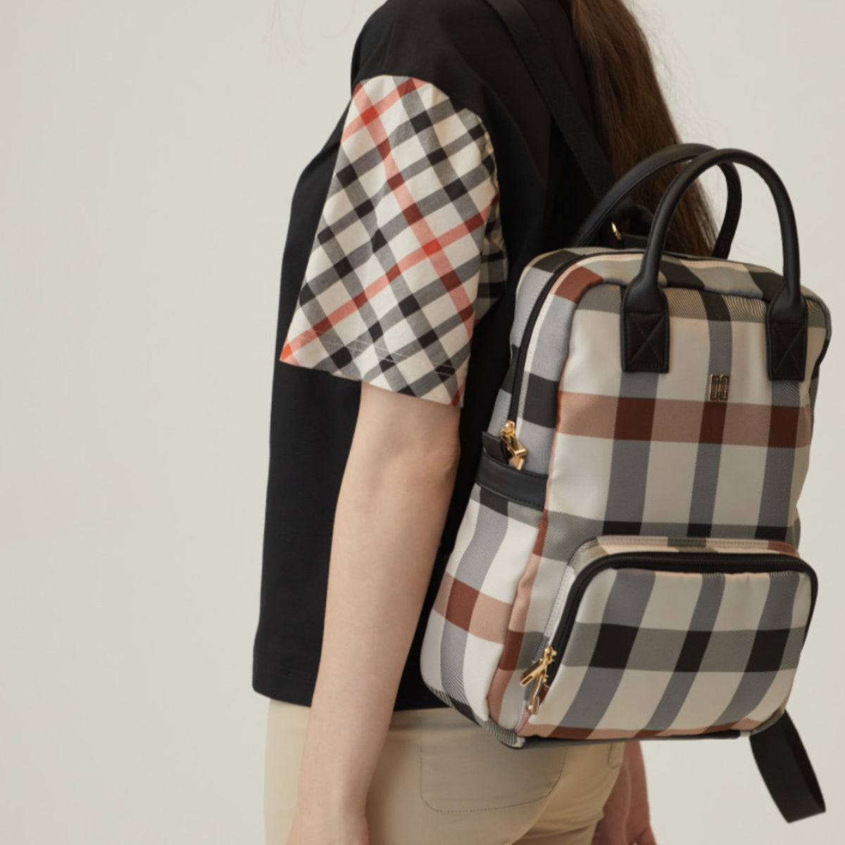 DAKS Beige House Check Lightweight Daily Backpack / from Seoul, Korea