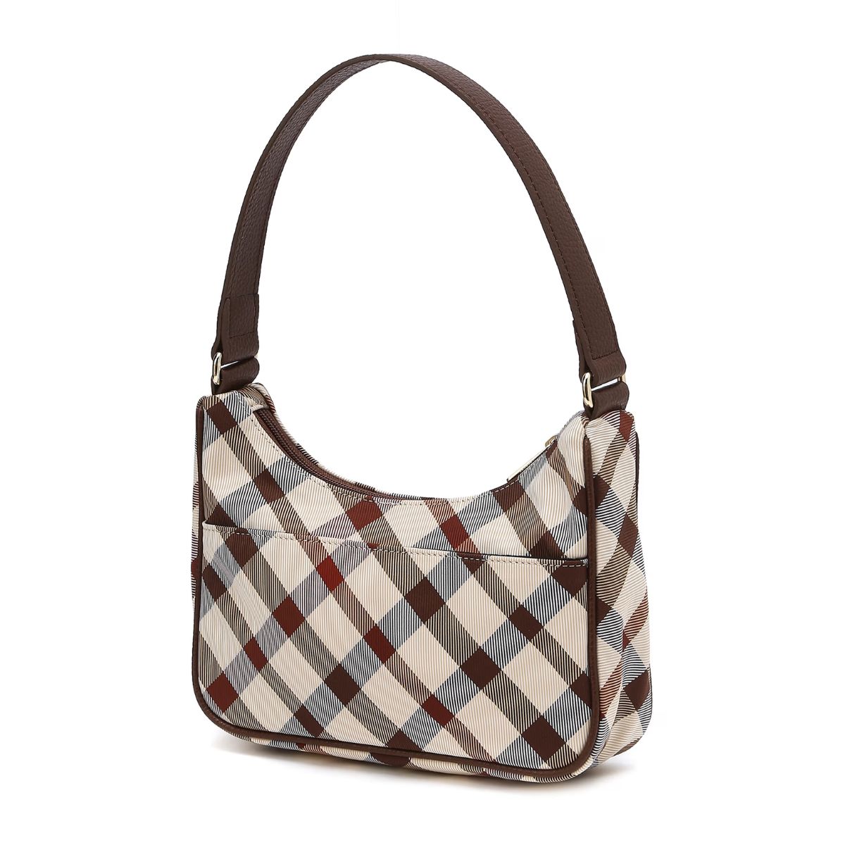 DAKS Small Beige House Check Mini Shoulder Bag Fabric Leather Lightweight Daily Bag / from Korea