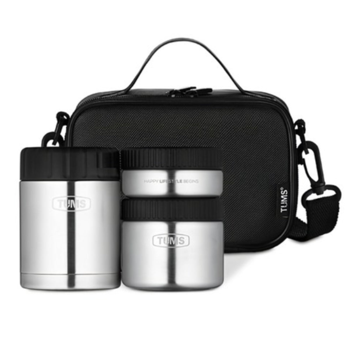 TUMS Stainless Steel Insulated Lunch Box 3P 1030ml + Bag Set, Double Vacuum STS 304, from Korea