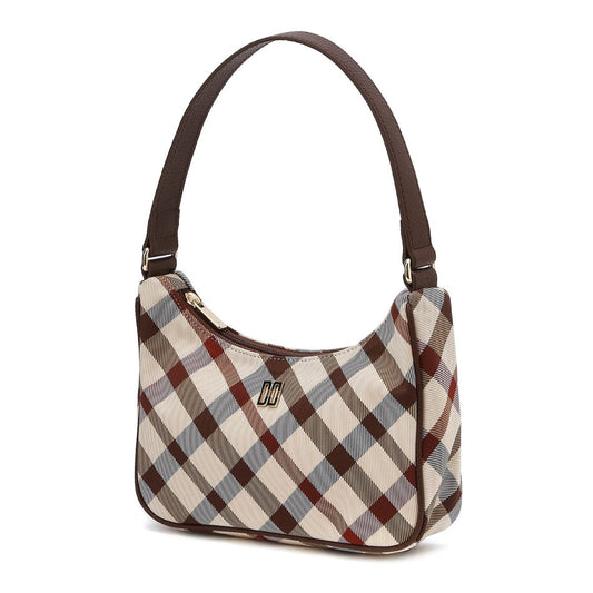 DAKS Small Beige House Check Mini Shoulder Bag Fabric Leather Lightweight Daily Bag / from Korea