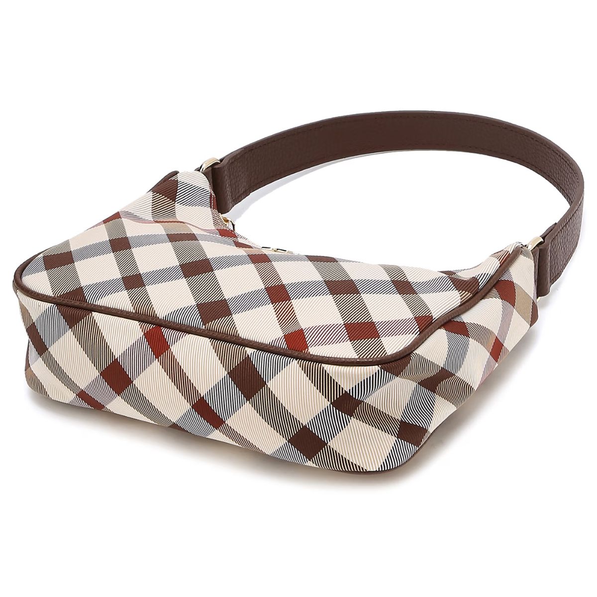 DAKS Small Beige House Check Mini Shoulder Bag Fabric Leather Lightweight Daily Bag / from Korea
