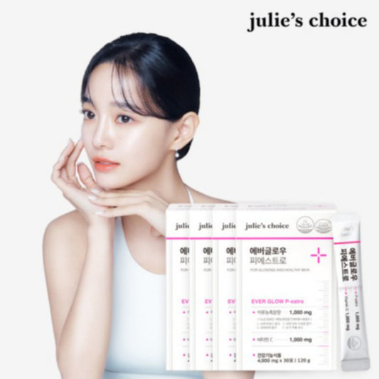 Julie's Choice Ever Glow P-estro Vitamin C High Capacity High Content 30-Packet/Box Hyaluronic Acid Ceramide White Tomato Collagen Elastin / from Seoul, Korea