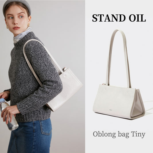 STAND OIL Oblong Bag Tiny Cream Women Shoulder Bag 350g Vegan Leather / from Seoul, Korea