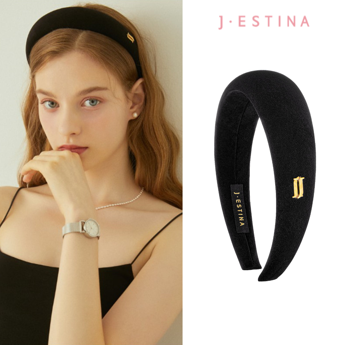 J.ESTINA LALA J hair band deep black IU PICK hair band accessory ponytail