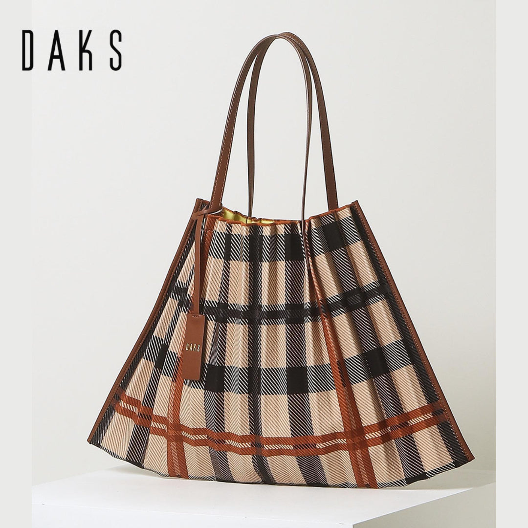 [DAKS] Brown Jubilee Check Lipit Tas Bahu Tas Tote Bag/ dari Seoul, Korea