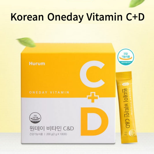 Hurum One-day vitamin C+D, 2g*100sachets*2boxes / Vitamin C+D for one-day vitality and bone health in one sachet / from Seoul, Korea