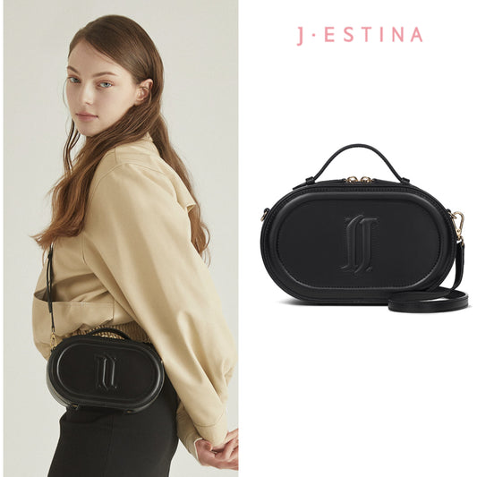 J.ESTINA EMMA SM Crossbody Bag Black Cowhide Box Type Shoulder Bag Tote Bag Minyoung Park's Pick