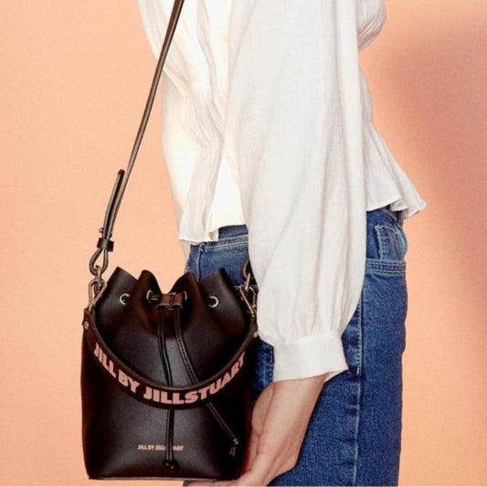 JILL BY JILLSTUART Candy Black logo lettering bucket bag Modern Sleek Design Bag / from Seoul, Korea