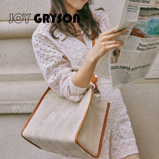 JOY GRYSON Carib Tote Bag Canvas Cowhide Cross Shoulder Bag Strap Han Sohee Bag / from Seoul, Korea