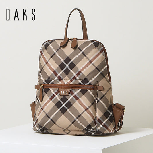 DAKS Brown Check Backpack Jacquard Fabric Daily Bag Luxury Backpack