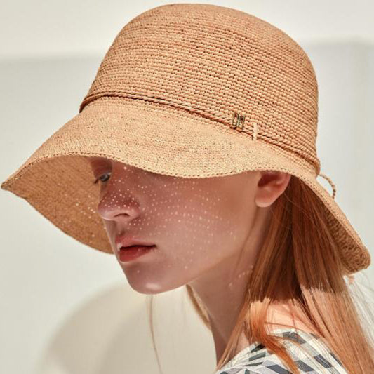 DAKS Victoria Natural Brown Raffia Floppy Hat Women Sun Visor / from Seoul, Korea