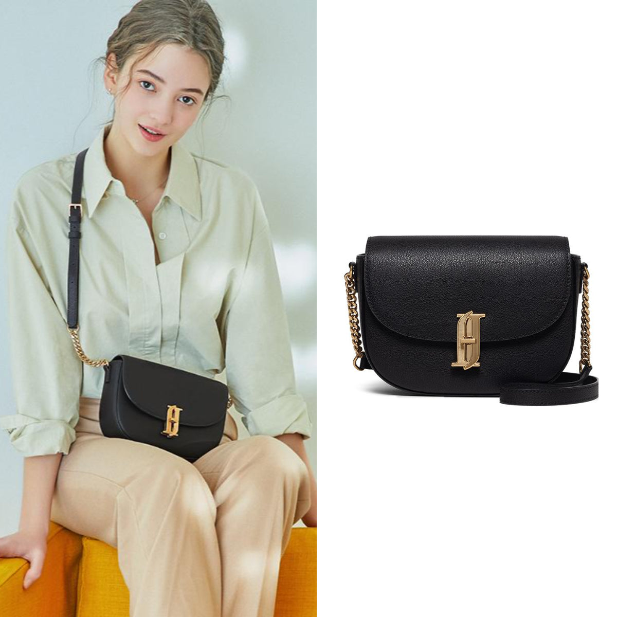 J.ESTINA JOELLE FALLIN SM Cross Bag Black Shoulder Leather Bag Minyoung Park Pick / from Seoul, Korea