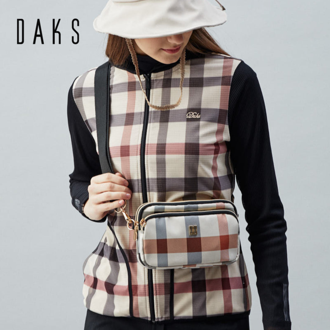 DAKS Beige Big House Check Lightweight Micro Bag Shoulder Crossbody Waist Bag