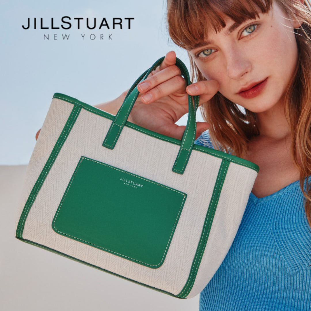 JILLSTUART NEW YORK ESSENTIAL CANVAS Green Pocket Mini Canvas Tote Shoulder Cross Bag / from Seoul, Korea