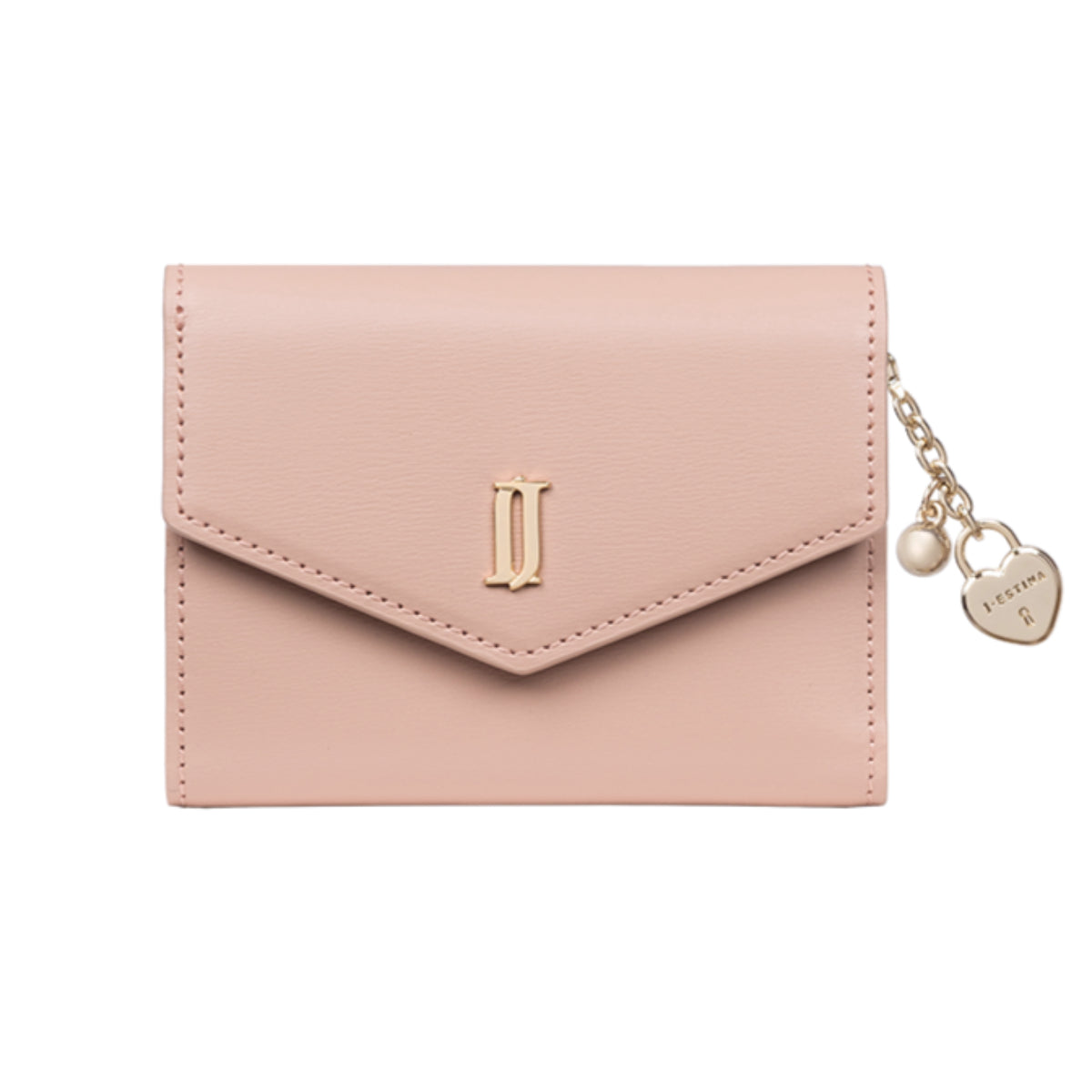 J.ESTINA JANE Mini Trifold Wallet Pink Embossed Cowhide Pearl Ball Heart Charm Ornament Banknote Card ID Card Wallet / from Seoul, Korea