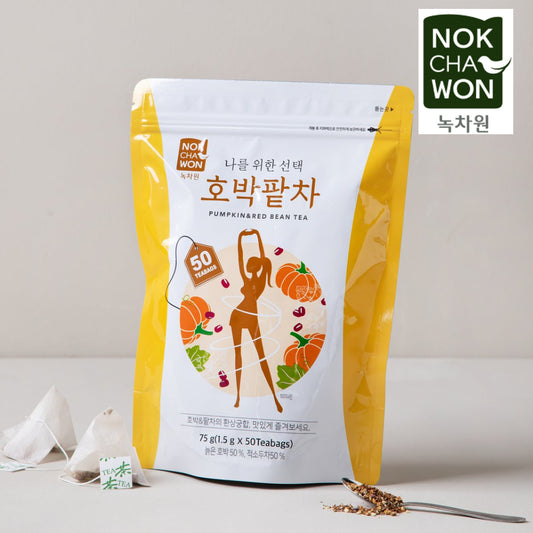 NOK CHA WON Pumpkin Red Bean Tea 50 Tea Bags Slimming Tea K-pop Idol Diet Tea / from Seoul, Korea