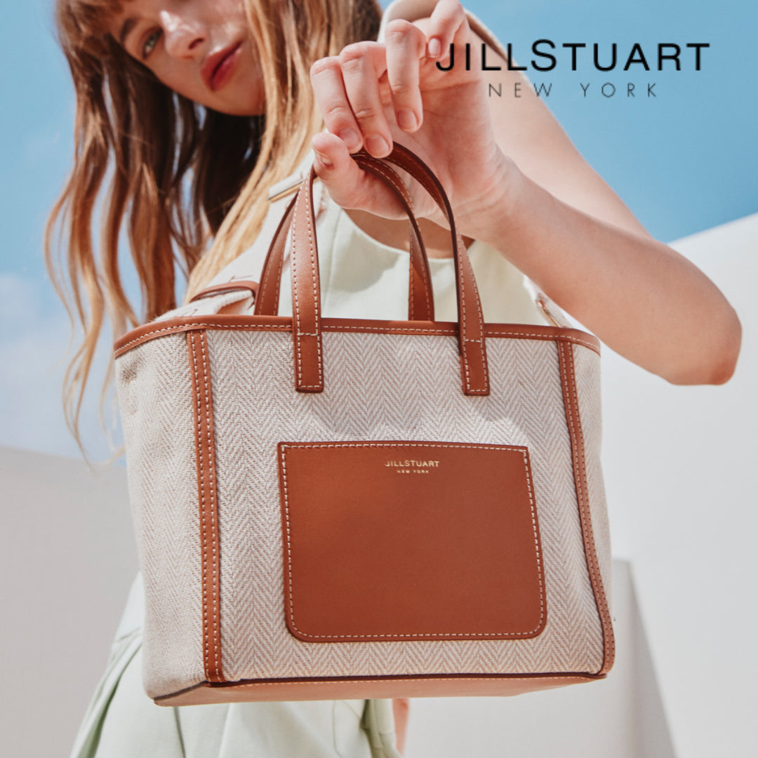 JILLSTUART NEW YORK ESSENTIAL CANVAS Brown Pocket Mini Canvas Tote Shoulder Cross Bag / from Seoul, Korea