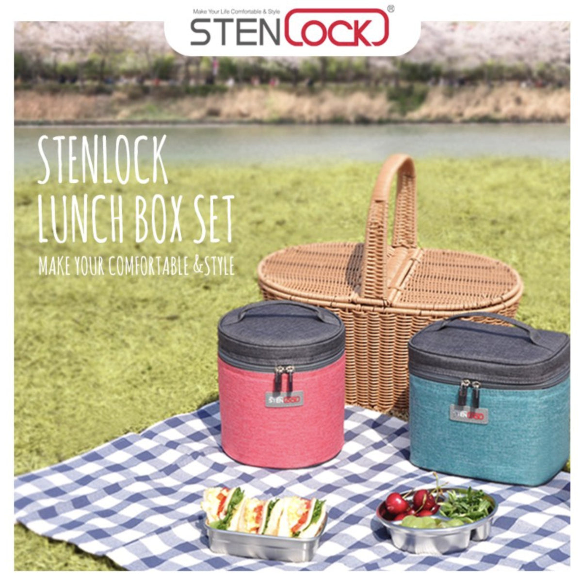 STENLOCK Pure Rectangular Lunch Box 3 Tier Small Size Picnic Lunch Box / from Seoul, Korea