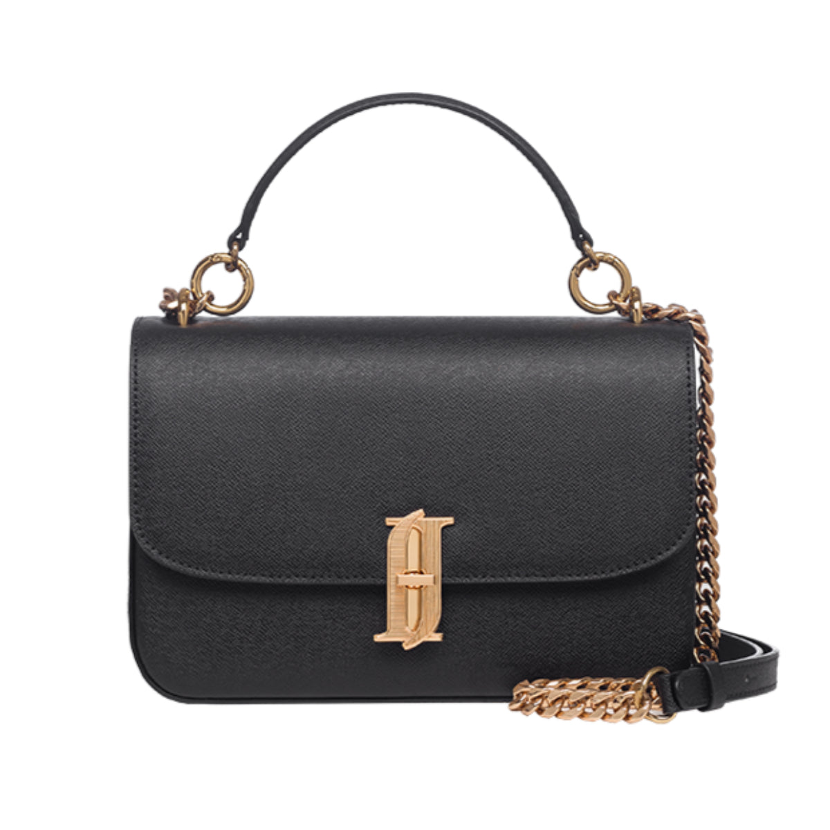 ★J.ESTINA★POCHE SM J.ESTINA DELLA SM Shoulder Crossbody Tote Black Leather