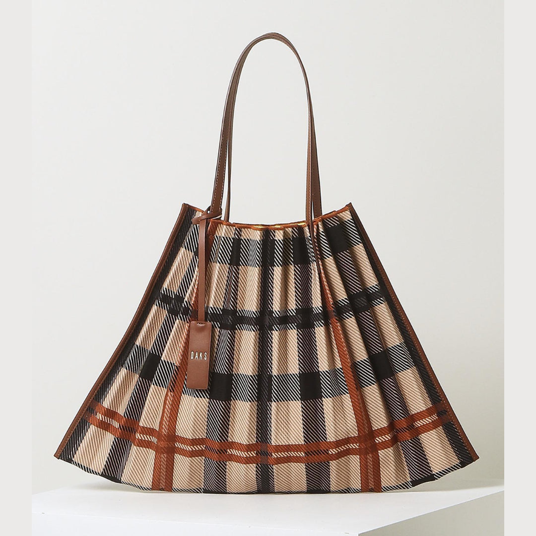 [DAKS] Brown Jubilee Check Lipit Tas Bahu Tas Tote Bag/ dari Seoul, Korea