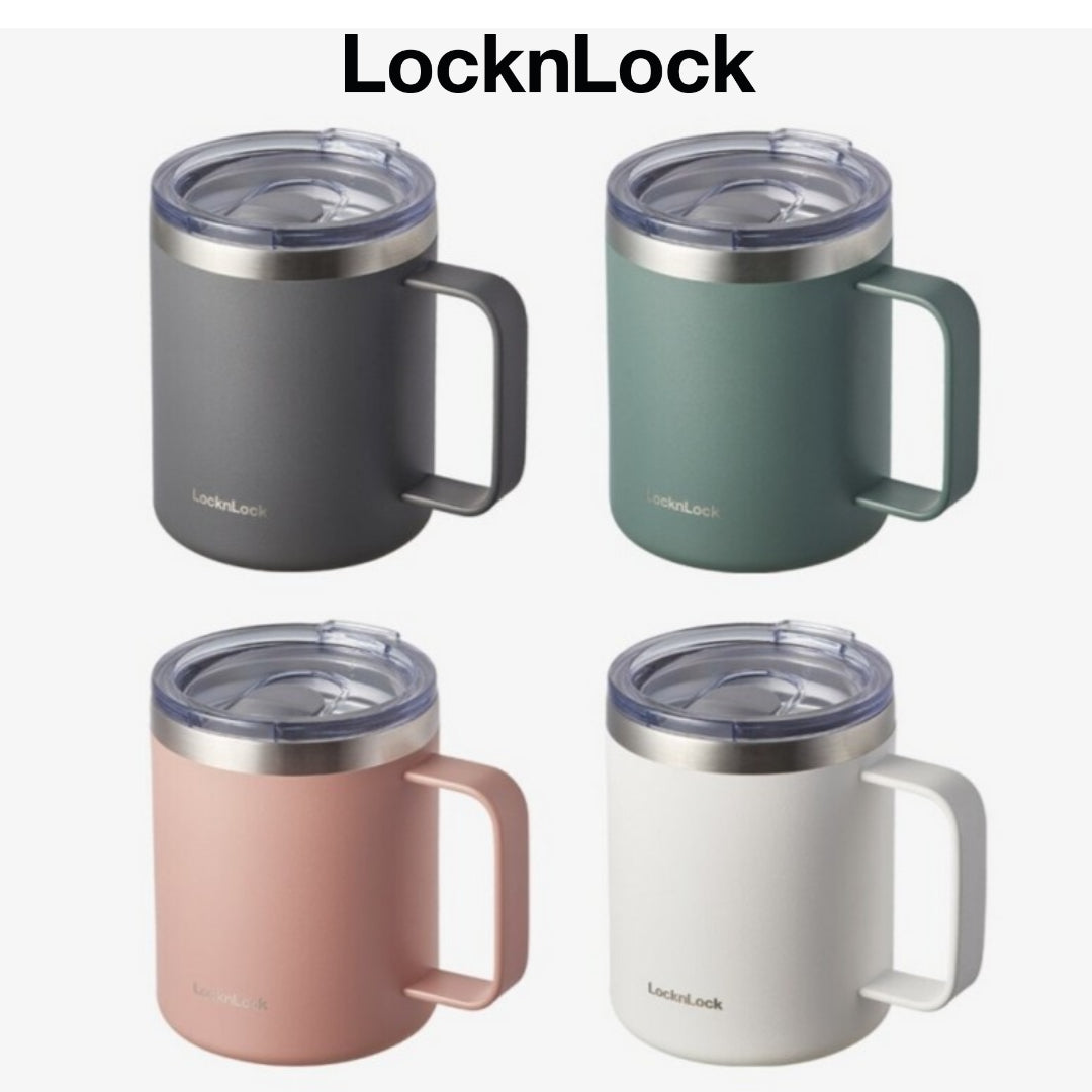 LocknLock House Mug Insulated Tumbler 370ml Handle Slide Lid Wide Mouth Easy to Clean Bottom Silicone / from Seoul, Korea