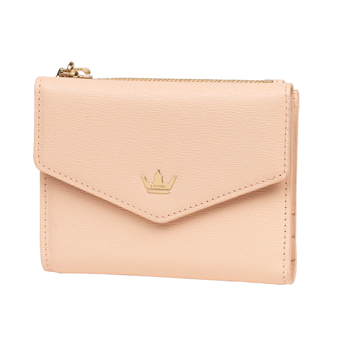 J.ESTINA JINNY Bifold Wallet Peach Pink Embossed Cowhide Pearl Ball Crystal Charm Ornament Banknote Card Coin ID Card Wallet / from Seoul, Korea