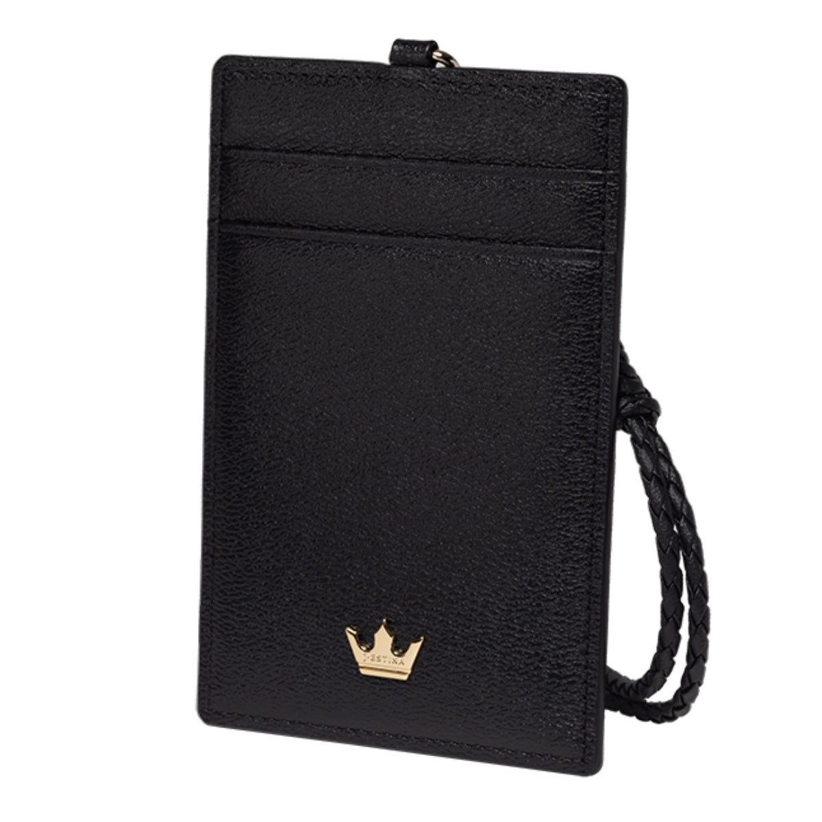 J.ESTINA LILY card necklace black ID credit card leather holder / from Seoul, Korea