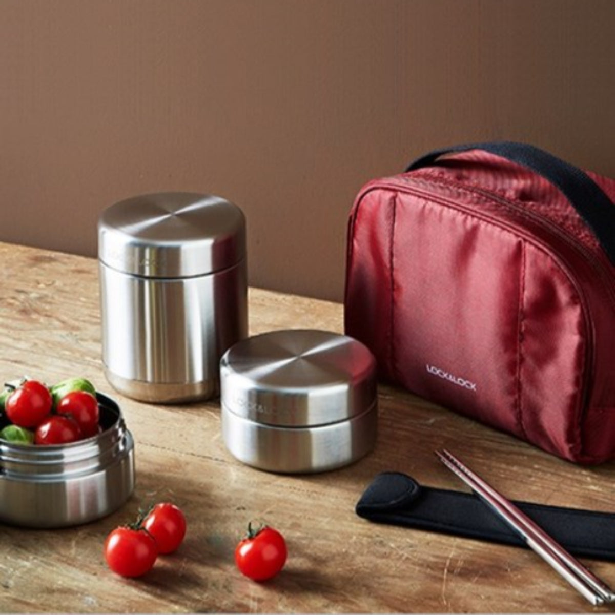 LocknLock Stainless Steel Insulated Thermal Lunch Box 350ml with Red Bag High Quality / from Seoul, Korea