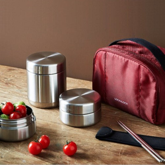 LocknLock Stainless Steel Insulated Thermal Lunch Box 350ml with Red Bag High Quality / from Seoul, Korea