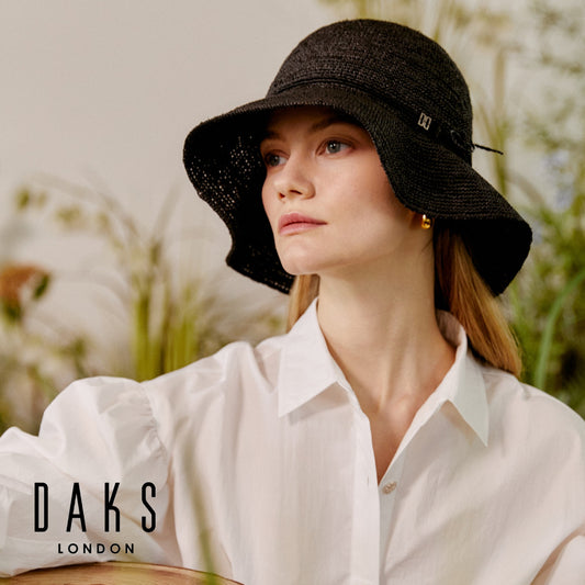 DAKS Victoria Natural Black Raffia Floppy Hat Women Sun Visor / from Seoul, Korea