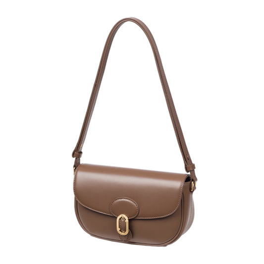 J.ESTINA Classic Leather Bag Brown Shoulder Crossbody Bag with Adjustable Length Strap / from Seoul, Korea