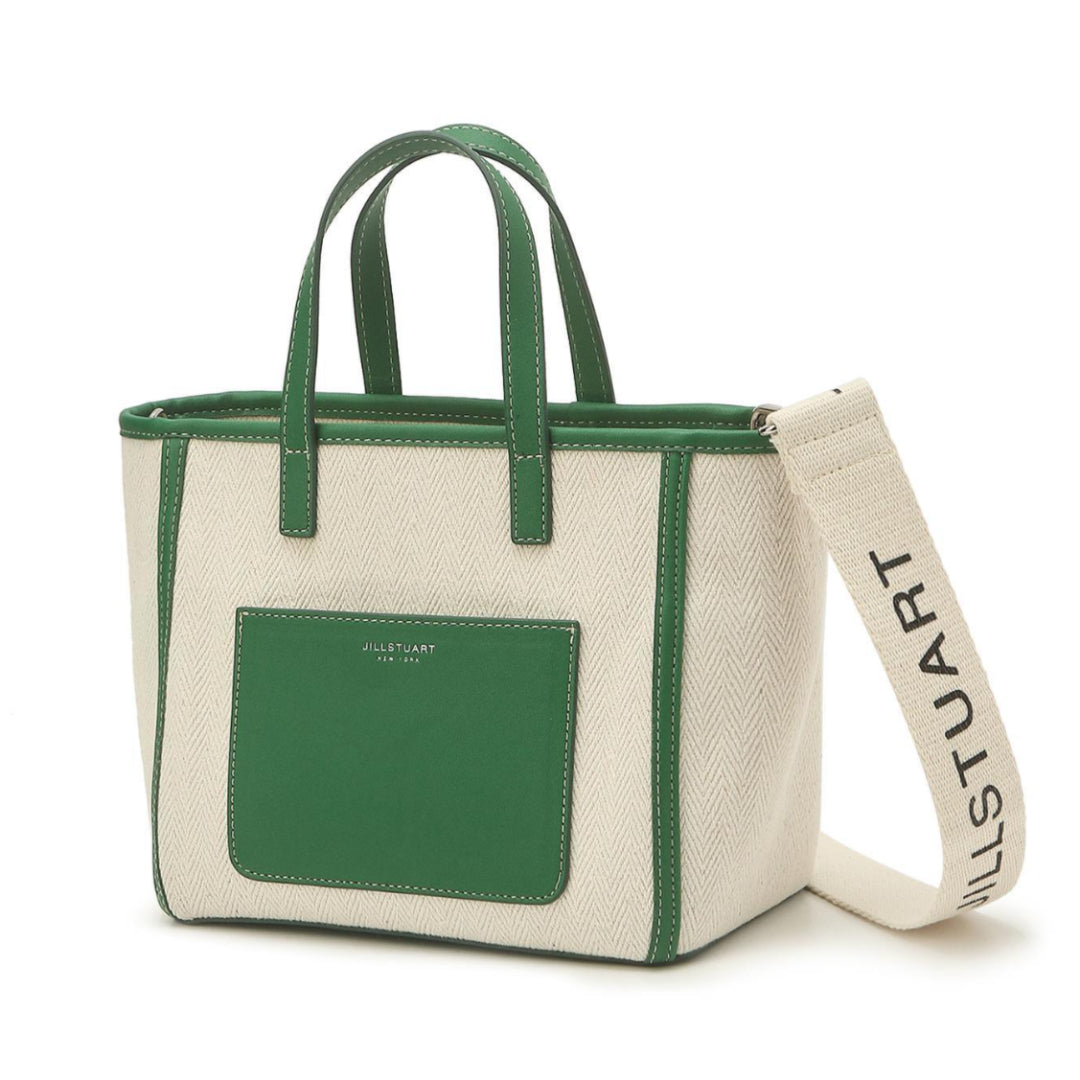 JILLSTUART NEW YORK ESSENTIAL CANVAS Green Pocket Mini Canvas Tote Shoulder Cross Bag / from Seoul, Korea