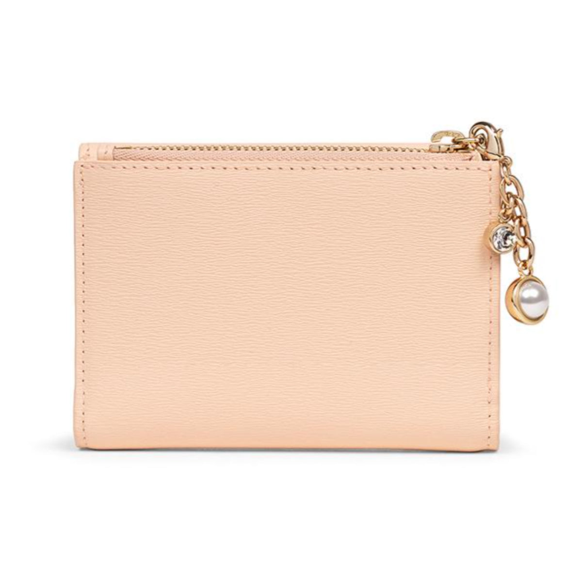 J.ESTINA JINNY Bifold Wallet Peach Pink Embossed Cowhide Pearl Ball Crystal Charm Ornament Banknote Card Coin ID Card Wallet / from Seoul, Korea