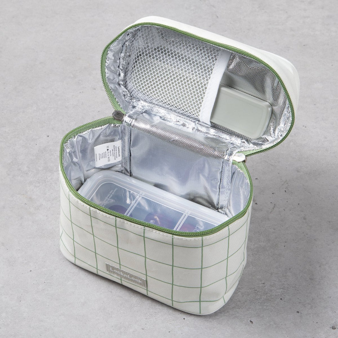 LocknLock 3-Layer Lunch Box Set with Chopsticks + Green Check Pattern Insulated Bag Food Storage Korean Kitchen Picnic Office / from Seoul, Korea