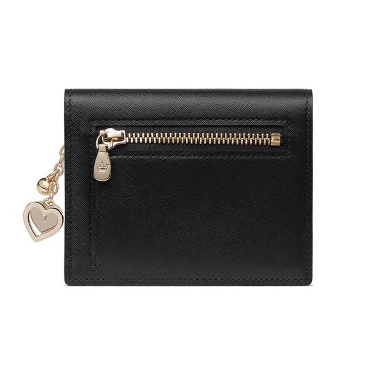 J.ESTINA DEWY Bifold Half Wallet Detachable Heart Charm Decoration Embossed Cowhide Bill Card Wallet / from Seoul, Korea