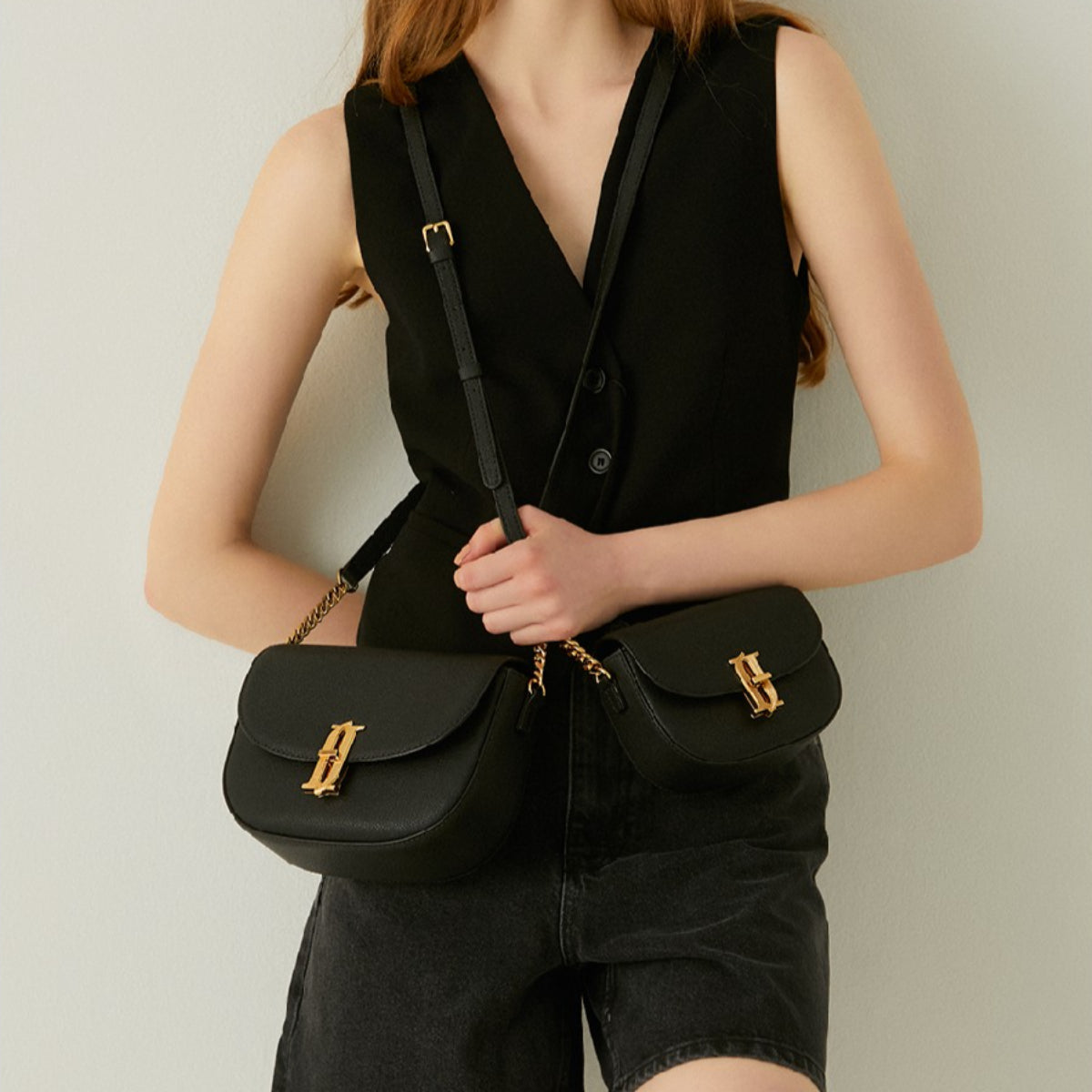 J.ESTINA JOELLE FALLIN SM Cross Bag Black Shoulder Leather Bag Minyoung Park Pick / from Seoul, Korea