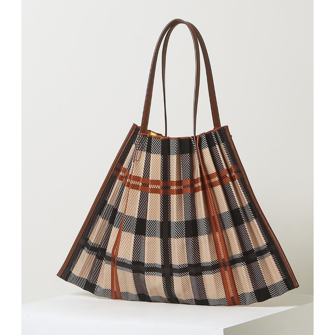 [DAKS] Brown Jubilee Check Lipit Tas Bahu Tas Tote Bag/ dari Seoul, Korea